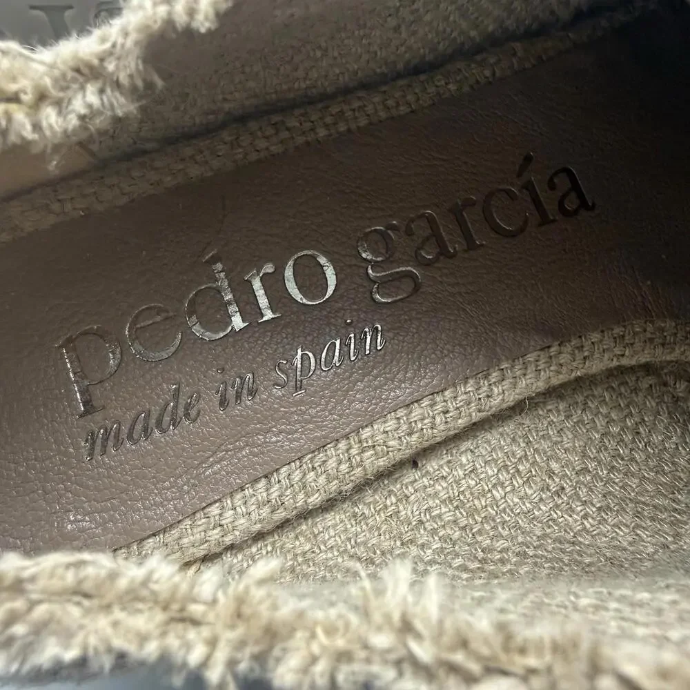 Pedro Garcia Gavi Platform Canvas Raffia Casual Espadrille Shoes Women's Sz US 9